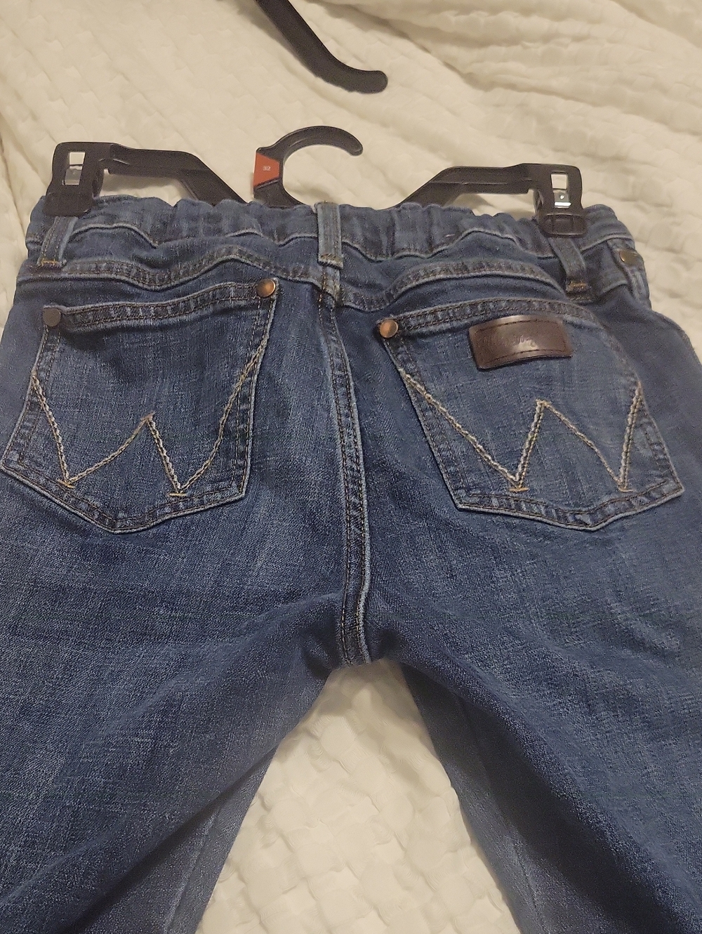 Boy's Dark Blue Denim Wrangler Retro Slim BootJeans - Classic Back Pocket Stitch